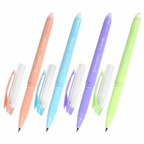 Ручка стираемая гелевая с грипом BRAUBERG X-ERASE PASTEL, СИНЯЯ, узел 0,7 мм, линия 0,35 мм, 143953 143953