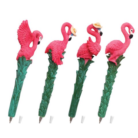 Ручка фигурная "ФЛАМИНГО", СИНЯЯ, 4 дизайна ассорти, линия письма 0,5 мм, дисплей, BRAUBERG, 142760 142760