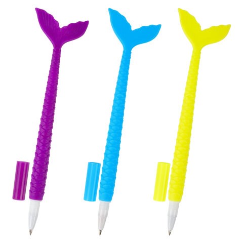 Ручка фигурная шариковая ЮНЛАНДИЯ "Русалка", мягкий силиконовый корпус, ассорти, СИНЯЯ, пишущий узел 0,7 мм, 143777 143777