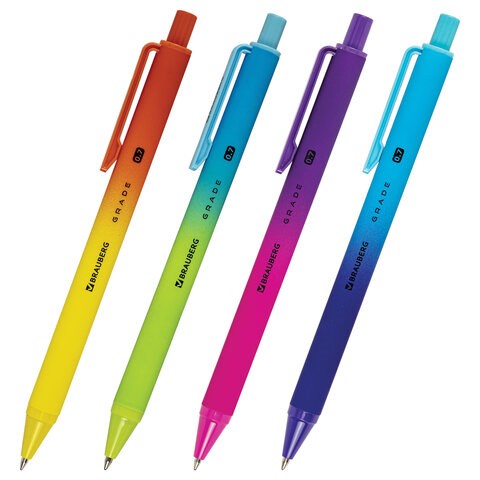 Ручка шариковая автоматическая BRAUBERG "Grade", корпус soft-touch, СИНЯЯ, пишущий узел 0,7 мм, линия письма 0,35 мм, 144205 144205