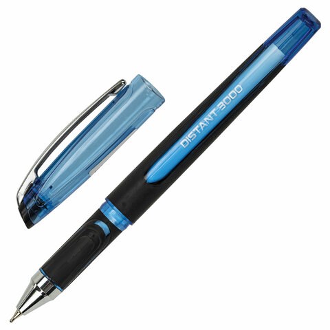 Ручка шариковая масляная BRAUBERG "DISTANT 3000", увеличенная длина письма, СИНЯЯ, линия письма 0,5 мм, 144151 144151