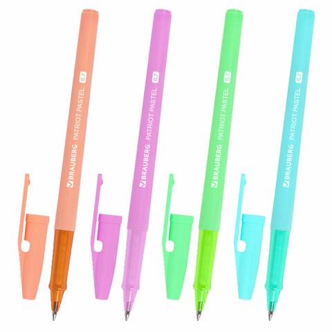 Ручка шариковая РОССИЯ "PATRIOT PASTEL", СИНЯЯ, корпус ассорти, 0,7 мм, линия письма 0,35 мм, BRAUBERG, 143967 143967