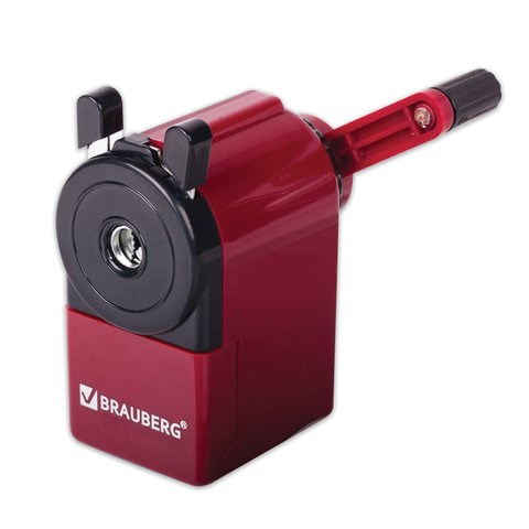 Точилка механическая BRAUBERG "JET", металлический механизм, черный/бордовый, 222517 222517