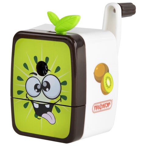 Точилка механическая ПИФАГОР "Киви", корпус белый/салатовый, 270428 270428