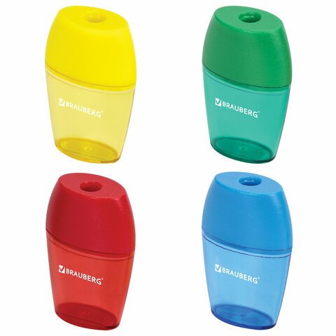 Точилка BRAUBERG "Diamond", с контейнером, овальная, в дисплее, ассорти, 222491 222491