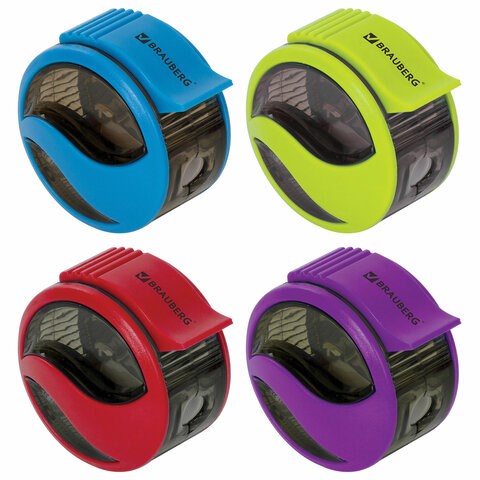 Точилка BRAUBERG "Rewind", с контейнером, пластиковая, корпус ассорти, 228468 228468