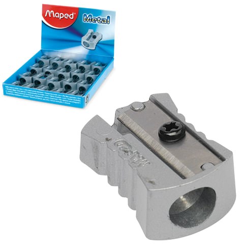 Точилка MAPED (Франция) "Metal", металлическая, классический дизайн, дисплей, 506600 224965