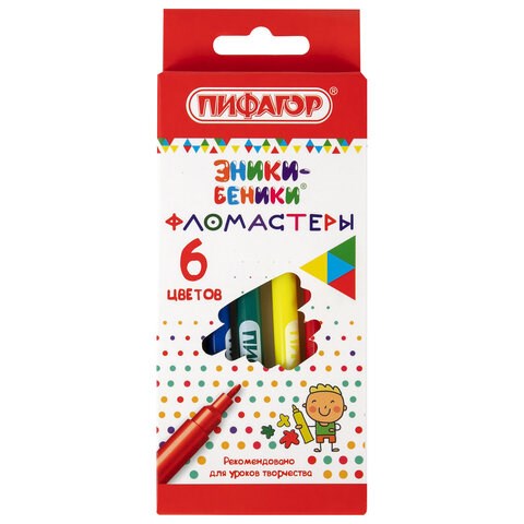 Фломастеры ПИФАГОР "ЭНИКИ-БЕНИКИ", 6 цветов, вентилируемый колпачок, 151400 151400