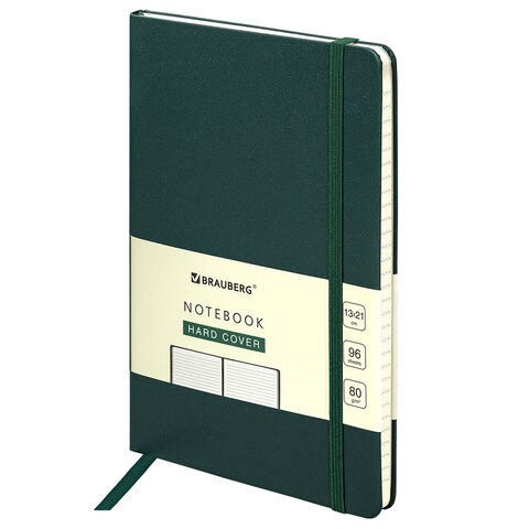 Блокнот А5 (130х210 мм), BRAUBERG ULTRA, балакрон, 80 г/м2, 96 л., линия, темно-зеленый, 113047 113047