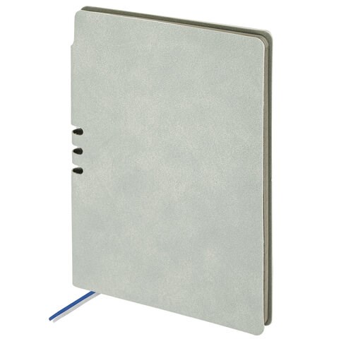 Блокнот А5 (140х200 мм), BRAUBERG "NEBRASKA", под кожу, 80 л., линия, серый, 113410 113410