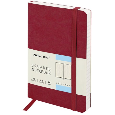 Блокнот МАЛЫЙ ФОРМАТ (100x150 мм) А6, BRAUBERG "Metropolis Ultra", под кожу, 80 л., клетка, красный, 111026 111026