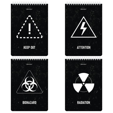 Блокнот А5 (146х206 мм), 80 л., гребень, картон, клетка, BRAUBERG, "Danger", 114378 114378