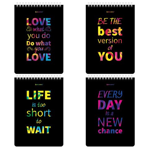 Блокнот А5 (146х206 мм), 80 л., гребень, картон, клетка, BRAUBERG, "Motivation", 114377 114377