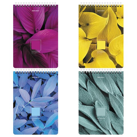 Блокнот А5 (146х206 мм), 80 л., гребень, картон, клетка, BRAUBERG, "Яркие листья", 114372 114372