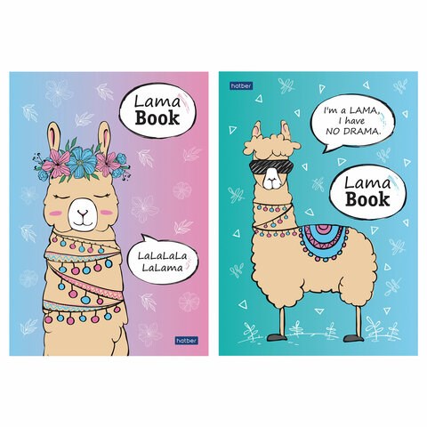 Блокнот А5 145х210 мм, 50 л., склейка, обложка картон, в точечку, HATBER "Premium", "I love LAMA", 50Б5лA9к 111915