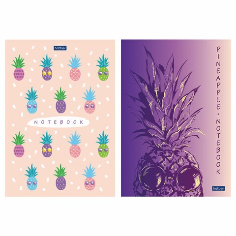 Блокнот А5 145х210 мм, 50 л., склейка, обложка картон, в точечку, HATBER "Premium", "Pineapple", 50Б5лA9к 111916
