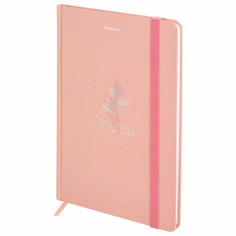 Блокнот с резинкой в клетку 96 л., А5 145х203 мм, твердая обложка с фольгой, BRAUBERG, "Pastel", 116330 116330