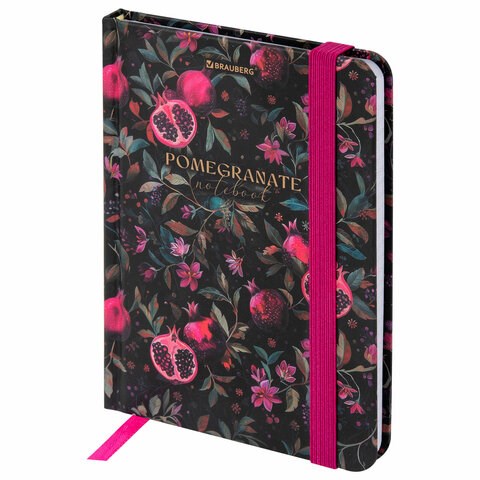 Блокнот с резинкой в клетку 96 л., МАЛЫЙ ФОРМАТ А6, 109х148 мм, твердая обложка, BRAUBERG, "Гранаты", 116331 116331