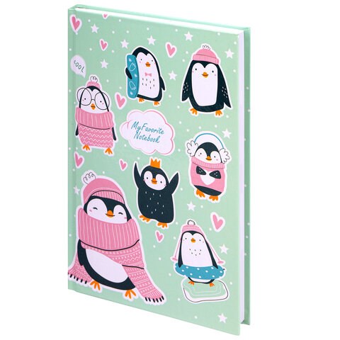 Блокнот А5 (134х206 мм), 80 л., твёрдый, клетка, BRAUBERG KIDS, "Пингвинчики", 114420 114420