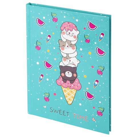 Блокнот МАЛЫЙ ФОРМАТ (110х147 мм), А6, 80 л., твёрдый, клетка, BRAUBERG KIDS, "Котики", 114443 114443