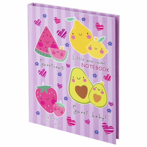 Блокнот МАЛЫЙ ФОРМАТ (110х147 мм), А6, 80 л., твёрдый, клетка, BRAUBERG KIDS, "Фруктики", 114444 114444