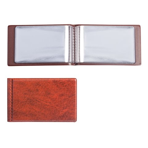 Визитница однорядная на 28 визитных, дисконтных или кредитных карт, коричневая, 2054-104 235605