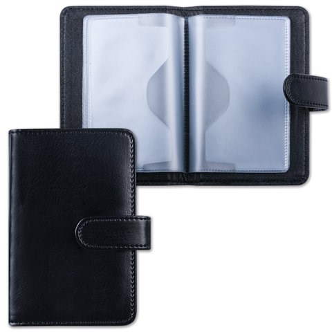 Визитница/кредитница однорядная GALANT "Ritter", на 24 карты, под гладкую кожу, застежка, черная, 235400 235400