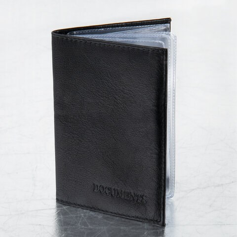 Обложка для автодокументов натуральная кожа галант, "DOCUMENTS", черная, BRAUBERG, 237208 237208