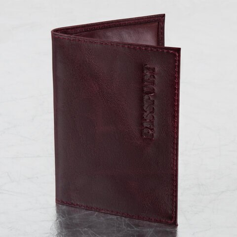 Обложка для паспорта натуральная кожа "Virginia", "PASSPORT", бордовая, BRAUBERG, 237187 237187