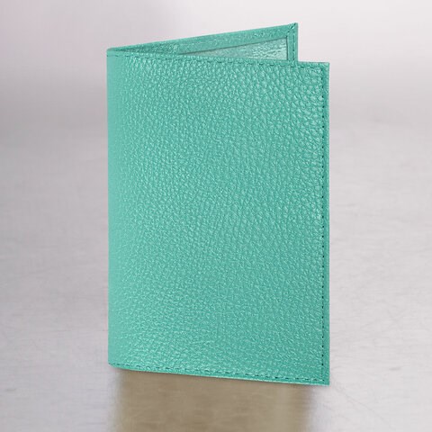 Обложка для паспорта натуральная кожа флоттер, кожаный уголок, мятная, BRAUBERG, 238862 238862