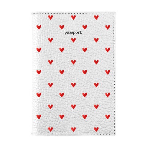 Обложка для паспорта натуральная кожа флоттер, принт "Сердечки", цвет белый, BRAUBERG, 238866 238866