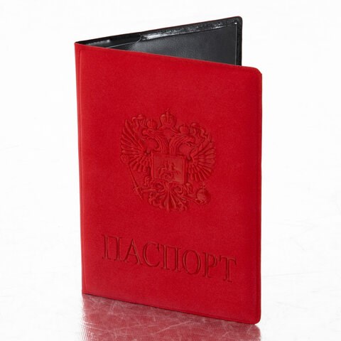 Обложка для паспорта, мягкий полиуретан, "Герб", красная, STAFF, 237612 237612