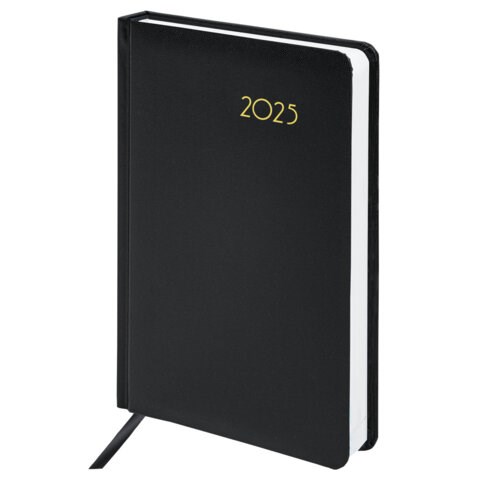 Ежедневник датированный 2025 А5 138x213 мм BRAUBERG "Select", балакрон, черный, 115808 115808