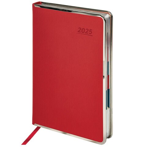Ежедневник датированный 2025 А5 148х218 мм GALANT "Infinity Silver", под кожу, красный, 115722 115722