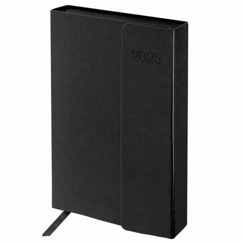 Ежедневник датированный 2025 А5 148х218 мм GALANT "Magnetic", под кожу, клапан, черный, 115708 115708