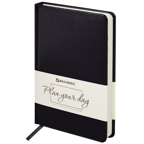 Ежедневник недатированный А5 (138х213 мм) BRAUBERG "Imperial", под кожу, 160 л., черный, 113499 113499