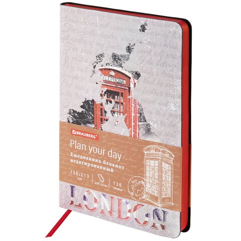 Ежедневник недатированный А5 (138х213 мм), BRAUBERG VISTA, под кожу, гибкий, 136 л., "Good old England", 112010 112010