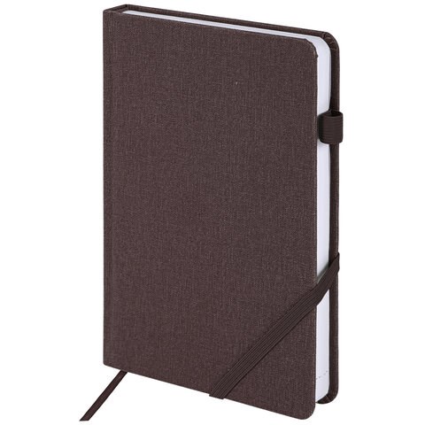 Ежедневник недатированный А5 138x213 мм BRAUBERG "Finest" под кожу, резинка, 136 л., коричневый, 111870 111870