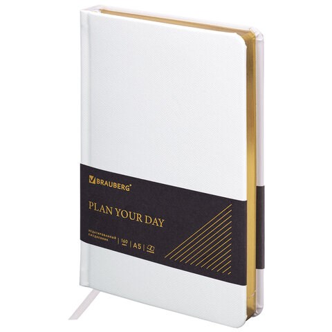 Ежедневник недатированный А5 138х213 мм, BRAUBERG "Iguana", под кожу, 160 л., белый, 114458 114458