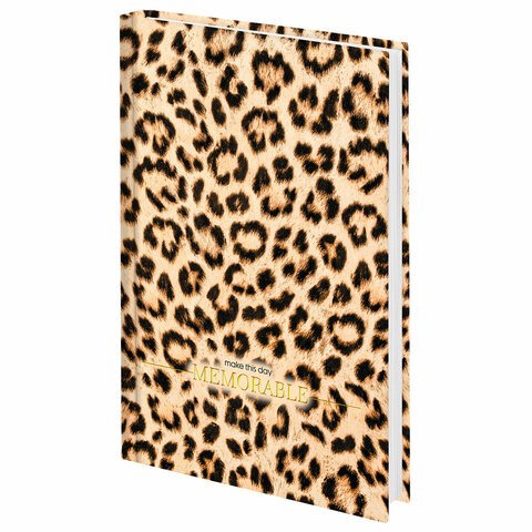 Ежедневник недатированный А5 145х215 мм, ламинированная обложка с фольгой, 160 л., STAFF, "Леопард", 115567 115567