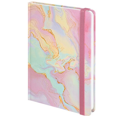 Ежедневник недатированный с резинкой А5 (145х203 мм), BRAUBERG, твердый, фольга, 128 л., "Marble", 114564 114564