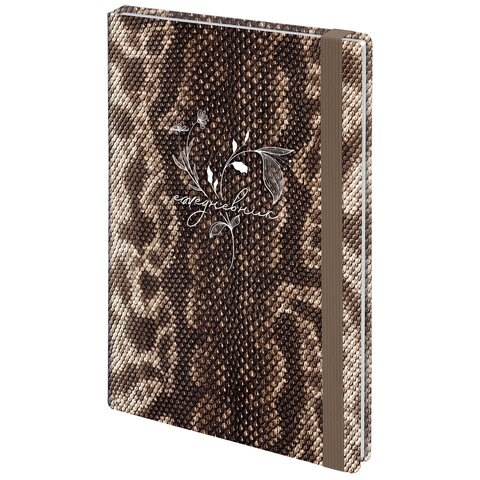 Ежедневник недатированный с резинкой А5 145х203 мм, BRAUBERG, твердый, 128 л., "Snake print", 116286 116286