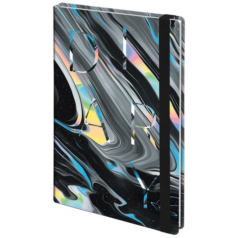 Ежедневник недатированный с резинкой А5 145х203 мм, BRAUBERG, твердый, 128 л., "Waves", 116283 116283