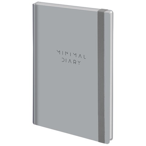 Ежедневник недатированный с резинкой А5 145х203 мм, BRAUBERG, твердый, 160 л, "Minimal", серый, 116302 116302