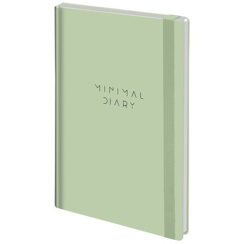 Ежедневник недатированный с резинкой А5 145х203 мм, BRAUBERG, твердый, 160 л., "Minimal", зеленый, 116303 116303