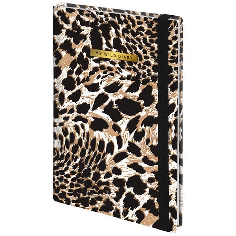 Ежедневник недатированный с резинкой А5 145х203 мм, BRAUBERG, твердый, фольга, 128 л., "Leopard", 116291 116291