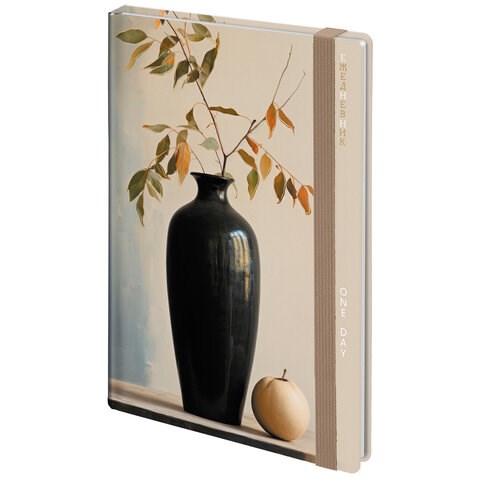 Ежедневник недатированный с резинкой А5 145х203 мм, BRAUBERG, твердый, фольга, 128 л., "Vase", 116295 116295