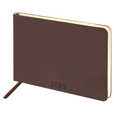 Еженедельник датированный 2025 МАЛЫЙ ФОРМАТ 95х155 мм А6, BRAUBERG "Unique", темно-коричневый, 115997 115997