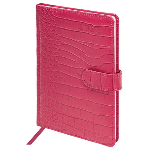 Еженедельник датированный 2025, А5, 145х215 мм, BRAUBERG "Party", под кожу, розовый, 115966 115966