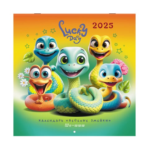 Календарь настенный перекидной на 2025 г., BRAUBERG, 12 листов, 29х29 см, "Весёлые змейки", 116168 116168